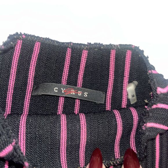Cyrus Black Pink Mock Neck Long Sleeve Blouse M Medium Y2K - Picture 8 of 11